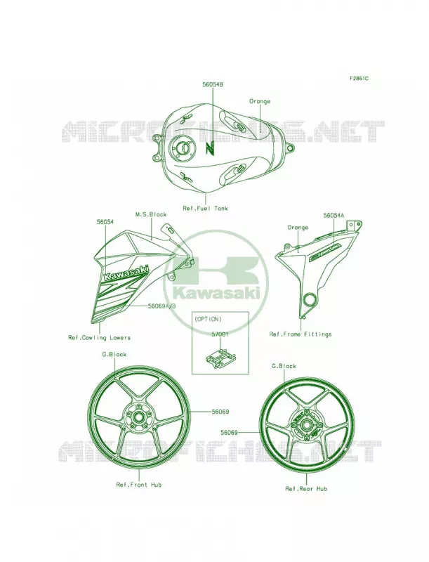 DecalsOrangeAEF Kawasaki MOTOS 800 2014 ZR800  ZR800AEF