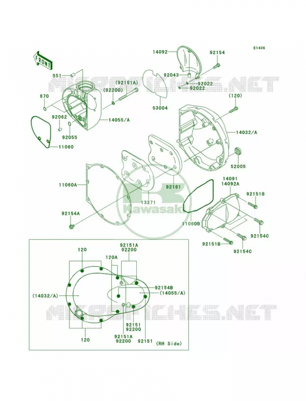 Right Engine Covers Kawasaki MOTOS 800 2013 W800   EJ800ADFA