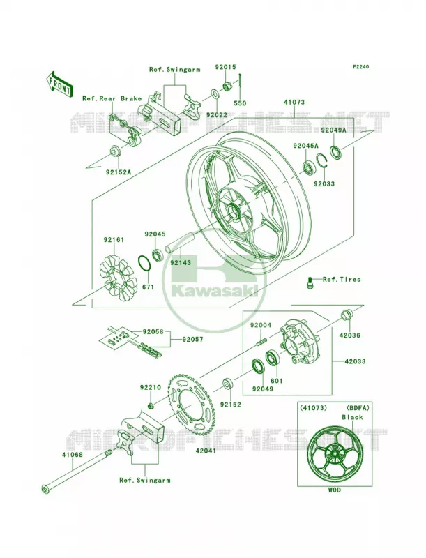 Rear WheelChainBDF-BEF Kawasaki MOTOS 300 2013 Ninja 300   EX300BDF