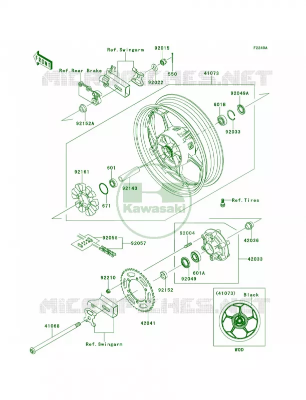Rear WheelChainBEFA Kawasaki MOTOS 300 2013 Ninja 300   EX300BDF