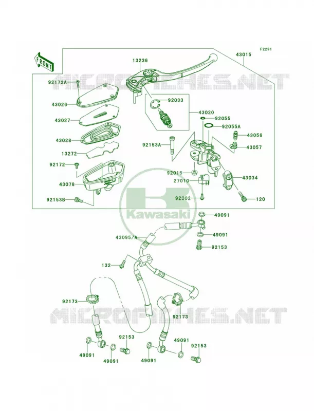 Front Master Cylinder Kawasaki MOTOS 1000 2013 Z1000   ZR1000DDF