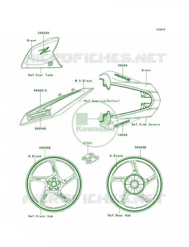 DecalsGreenDDF Kawasaki MOTOS 1000 2013 Z1000   ZR1000DDFA