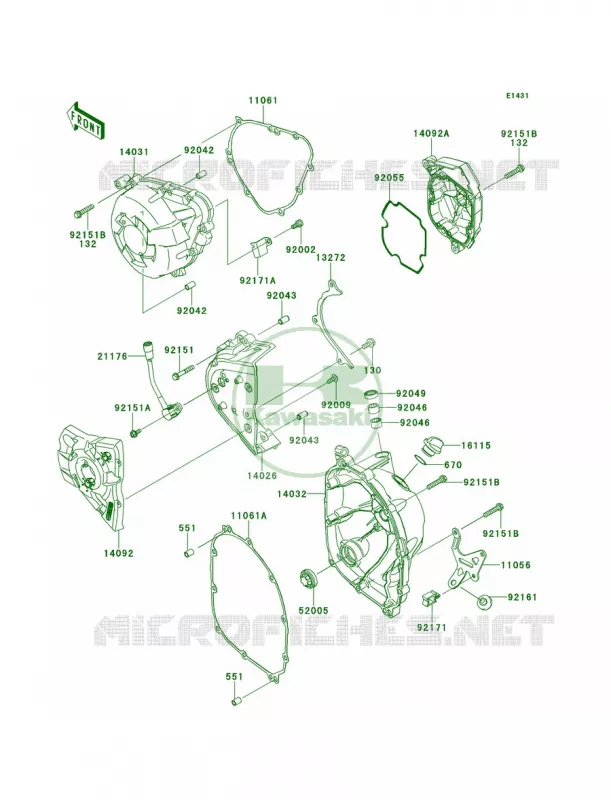 Engine Covers Kawasaki MOTOS 1000 2013 Z1000   ZR1000DDFA