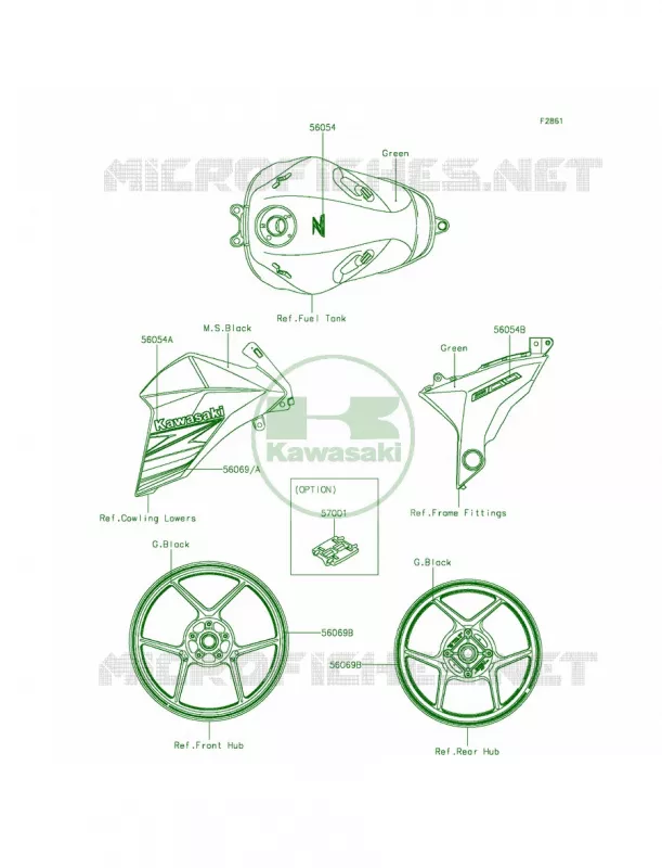 DecalsGreenADS Kawasaki MOTOS 800 2013 ZR800   ZR800ADS