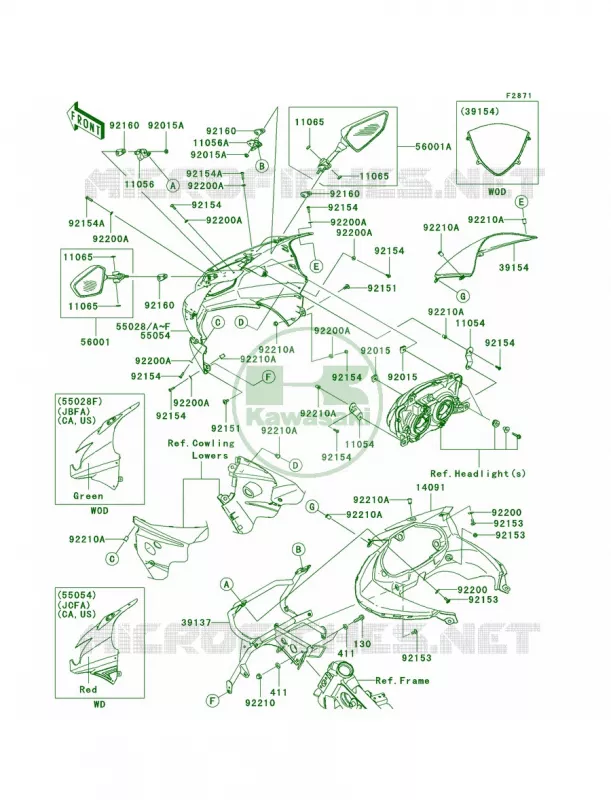 Cowling Kawasaki MOTOS 250 2012 Ninja 250R  EX250JCF