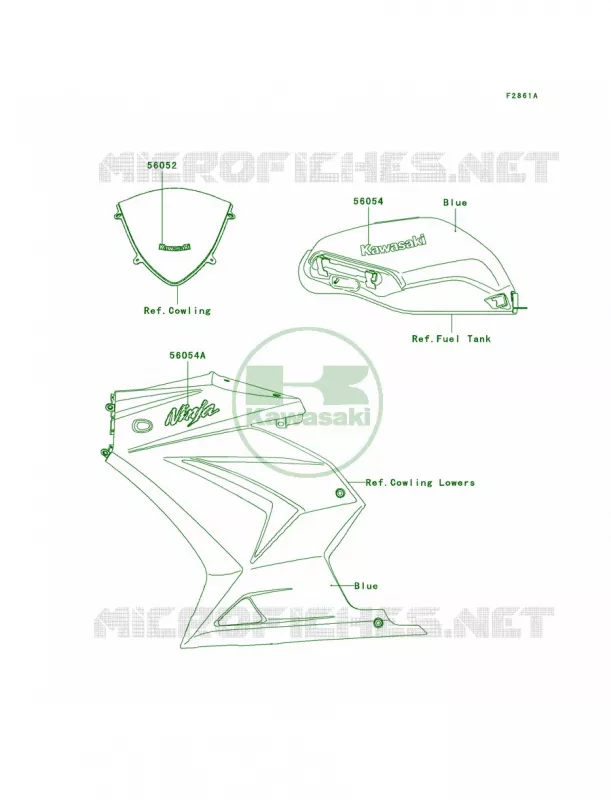 DecalsBlueJBFCN Kawasaki MOTOS 250 2012 Ninja 250R  EX250JCF