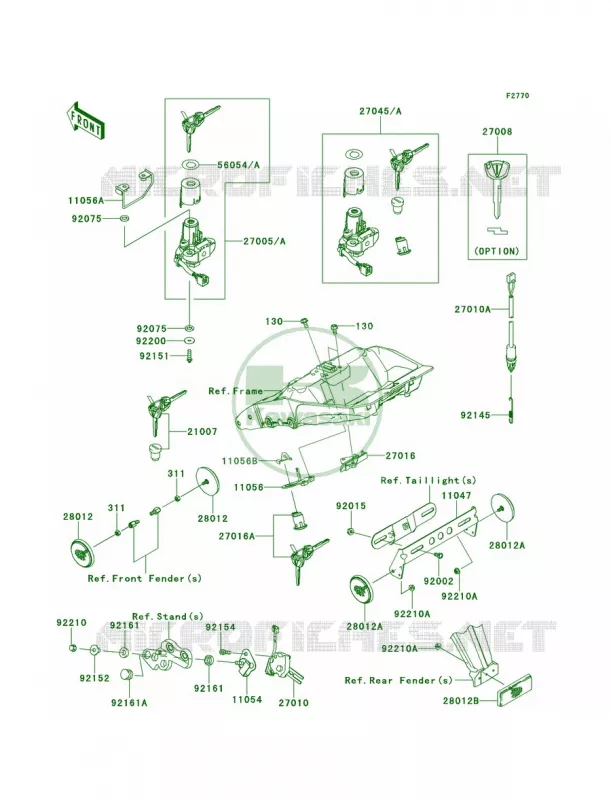 Ignition SwitchLocksReflectors Kawasaki MOTOS 1000 2012 Ninja 1000 ABS  ZX1000HCF
