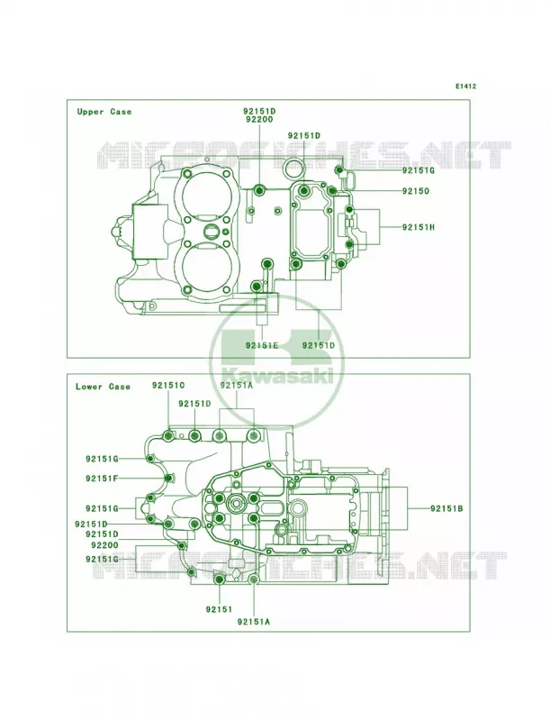 Crankcase Bolt Pattern Kawasaki MOTOS 800 2012 W800   EJ800ACFA