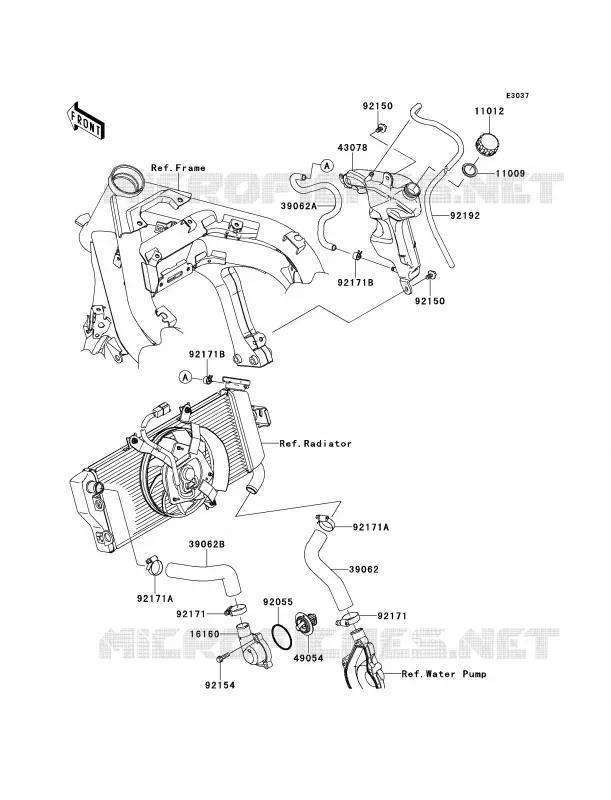 Water Pipe Kawasaki MOTOS 650 2012 ER-6n   ER650ECF