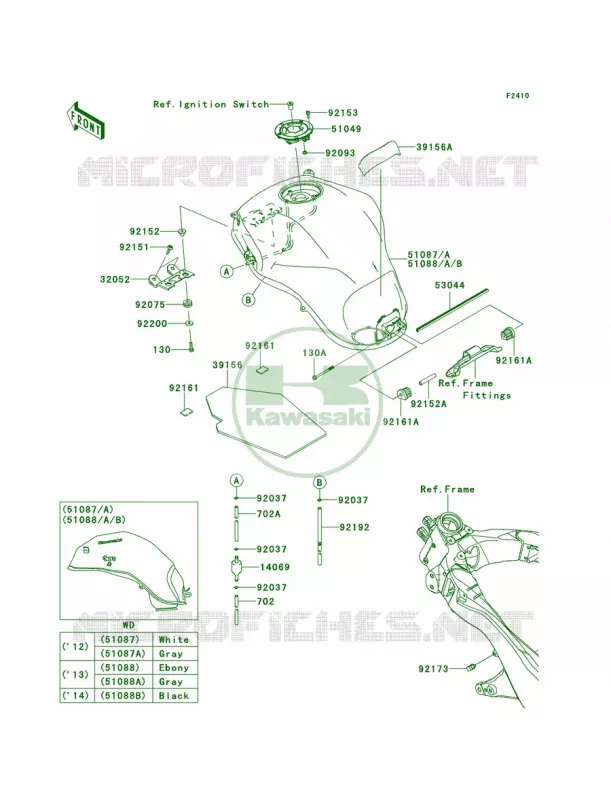 Fuel Tank Kawasaki MOTOS 100 2012 Versys 1000   KLZ1000ACF