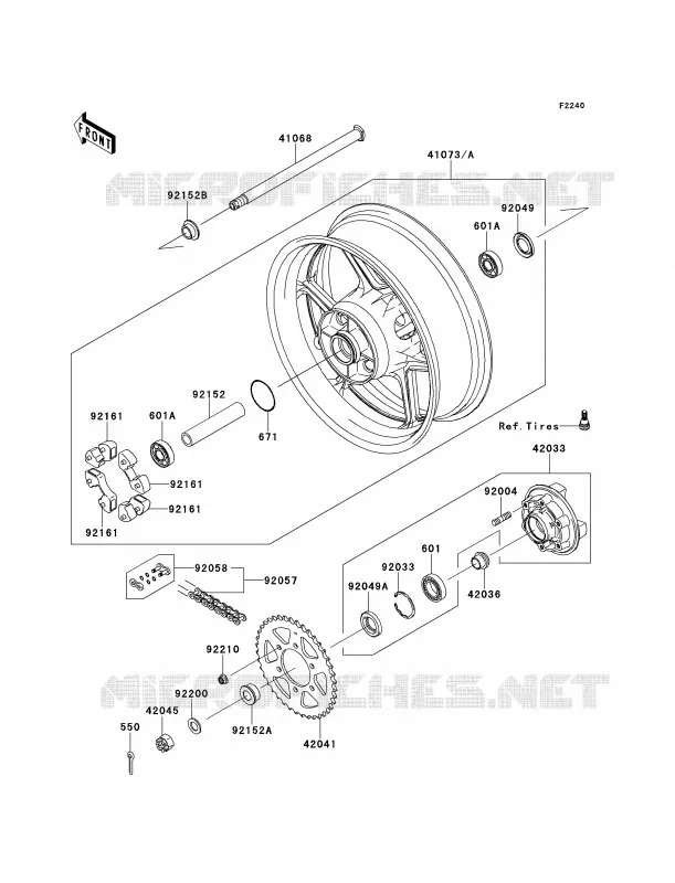Rear Hub Kawasaki MOTOS 100 2012 Versys 1000   KLZ1000ACF