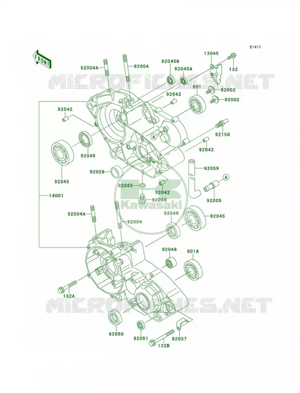 Crankcase Kawasaki MOTOS 220 1999 KDX220R  KDX220-A6