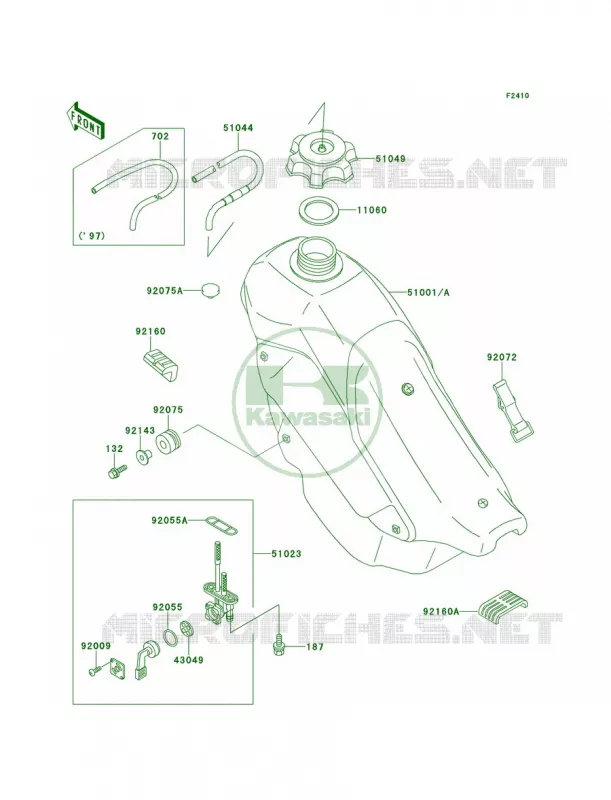 Fuel Tank Kawasaki MOTOS 220 1999 KDX220R  KDX220-A6