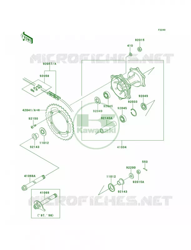 Rear Hub Kawasaki MOTOS 220 1999 KDX220R  KDX220-A6
