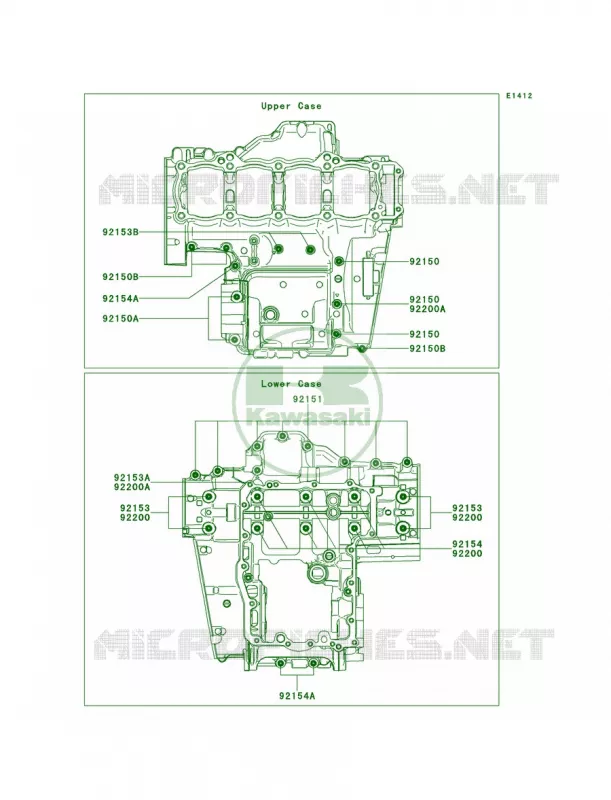 Crankcase Bolt Pattern Kawasaki MOTOS 1000 2011 Z1000  ZR1000DBF