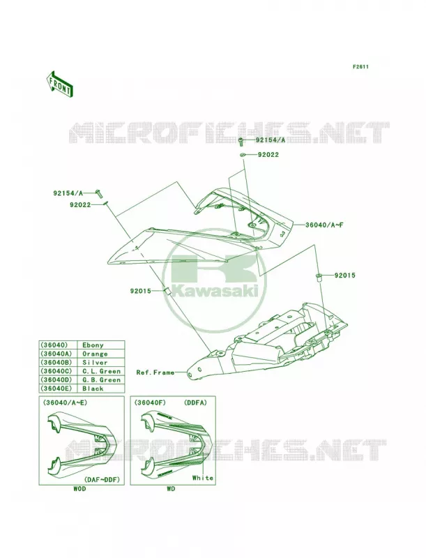 Side Covers Kawasaki MOTOS 1000 2011 Z1000  ZR1000DBF