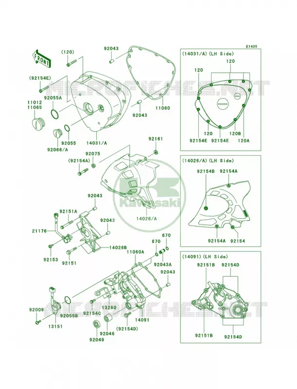 Left Engine Covers Kawasaki MOTOS 800 2011 W800   EJ800ABS