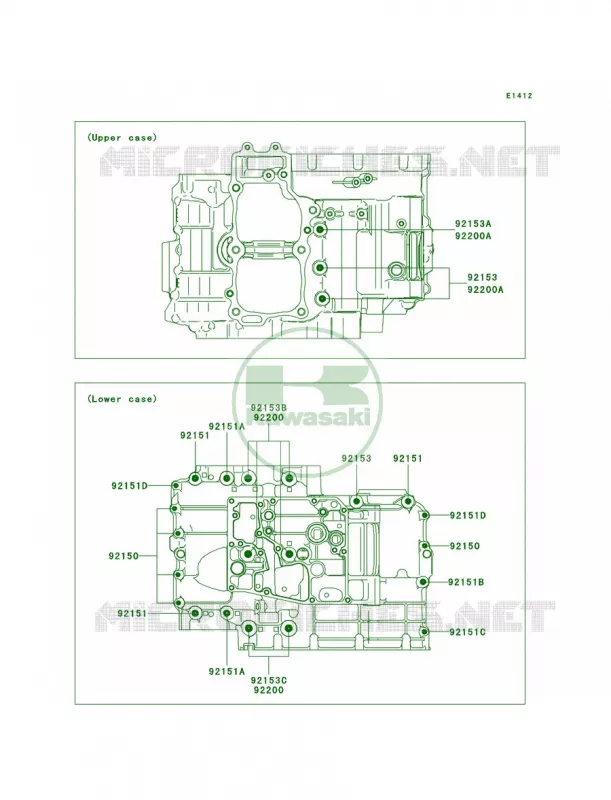 Crankcase Bolt Pattern Kawasaki MOTOS 650 2010 ER-6n   ER650CAF