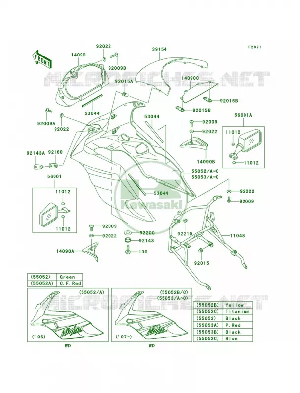 Cowling Kawasaki MOTOS 500 2009 Ninja 500R  EX500D9F