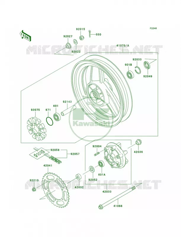 Rear WheelChain Kawasaki MOTOS 500 2009 Ninja 500R  EX500D9F