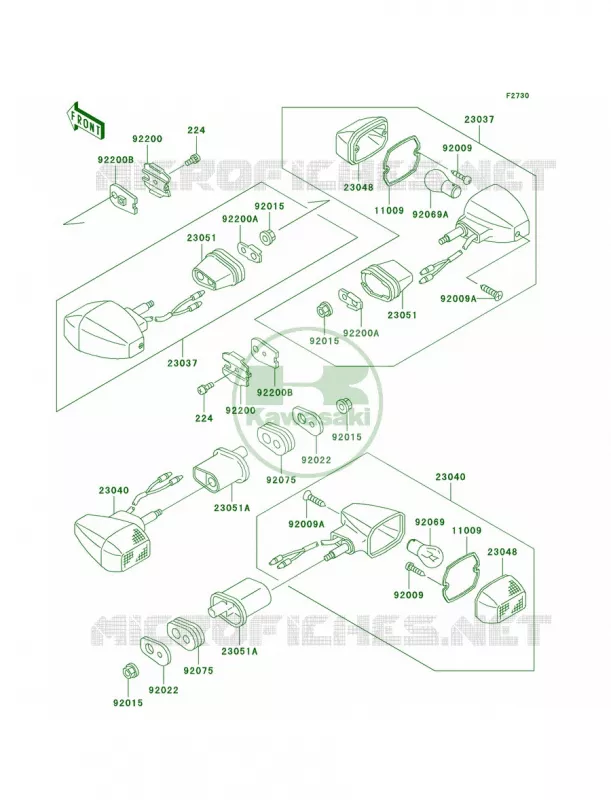 Turn Signals Kawasaki MOTOS 500 2009 Ninja 500R  EX500D9F
