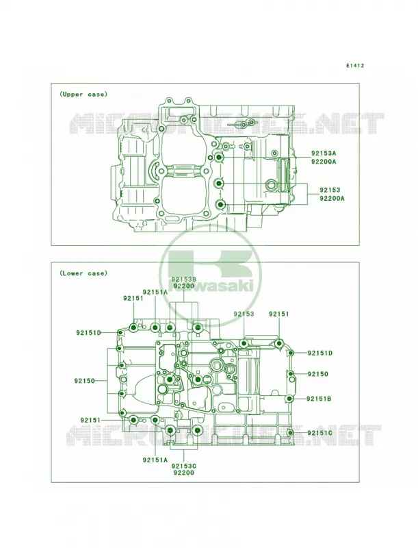 Crankcase Bolt Pattern Kawasaki MOTOS 650 2009 ER-6n   ER650C9F