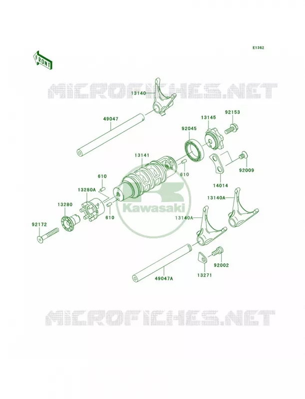 Gear Change DrumShift Forks Kawasaki MOTOS 650 2009 Versys   KLE650A9F
