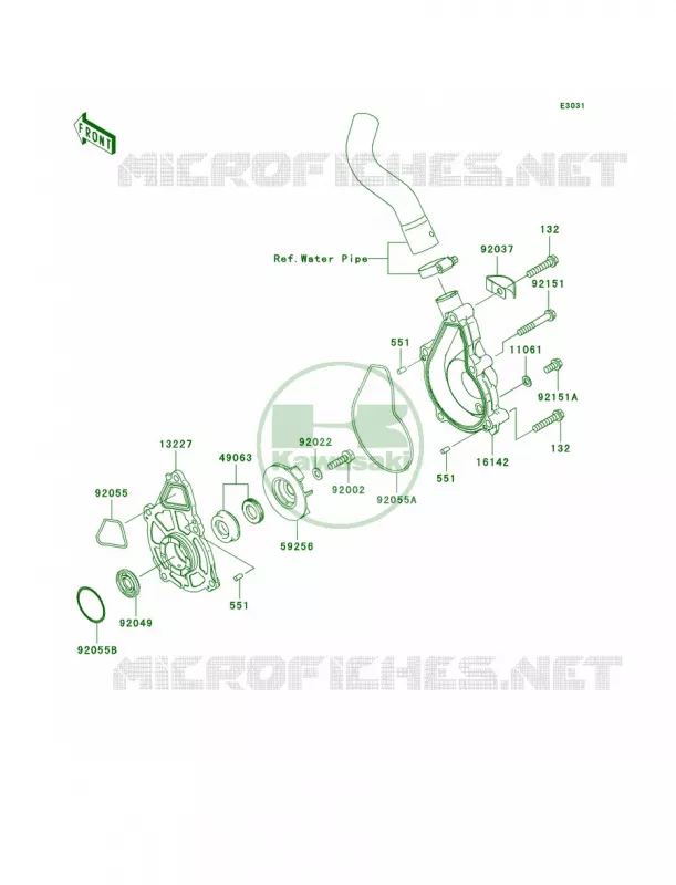 Water Pump Kawasaki MOTOS 650 2009 Versys   KLE650A9F