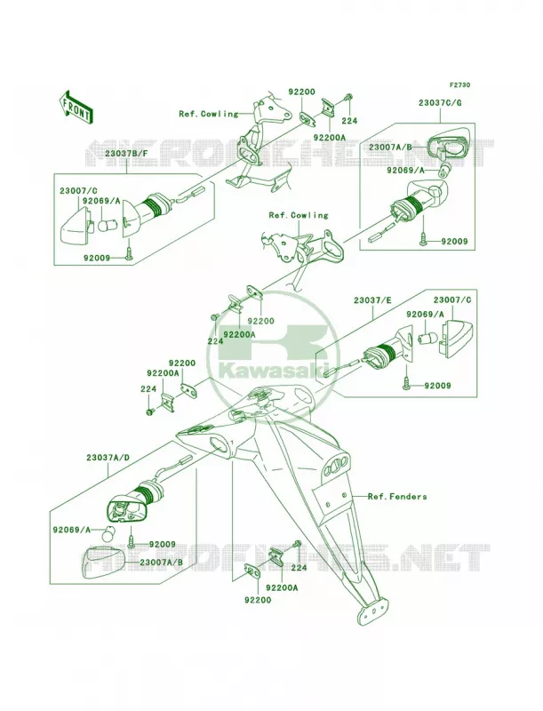 Turn Signals Kawasaki MOTOS 750 2009 Z750   ZR750L9F