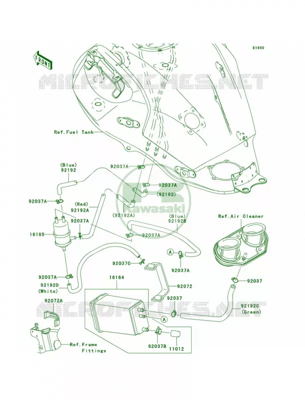 Fuel Evaporative SystemA9FCA Kawasaki MOTOS 650 2008 Versys   KLE650A8F