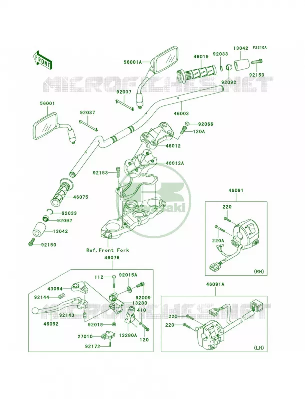 HandlebarA9F Kawasaki MOTOS 650 2008 Versys   KLE650A8F