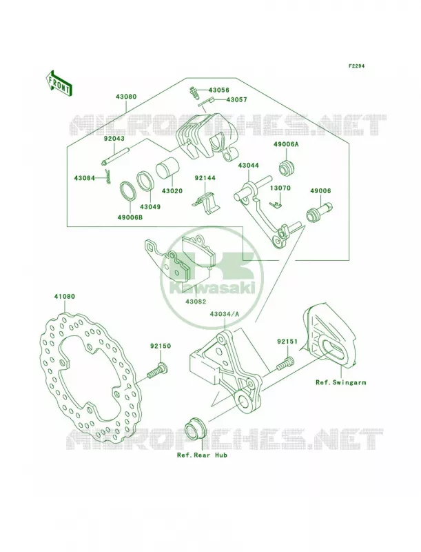 Rear Brake Kawasaki MOTOS 650 2008 Versys   KLE650A8F