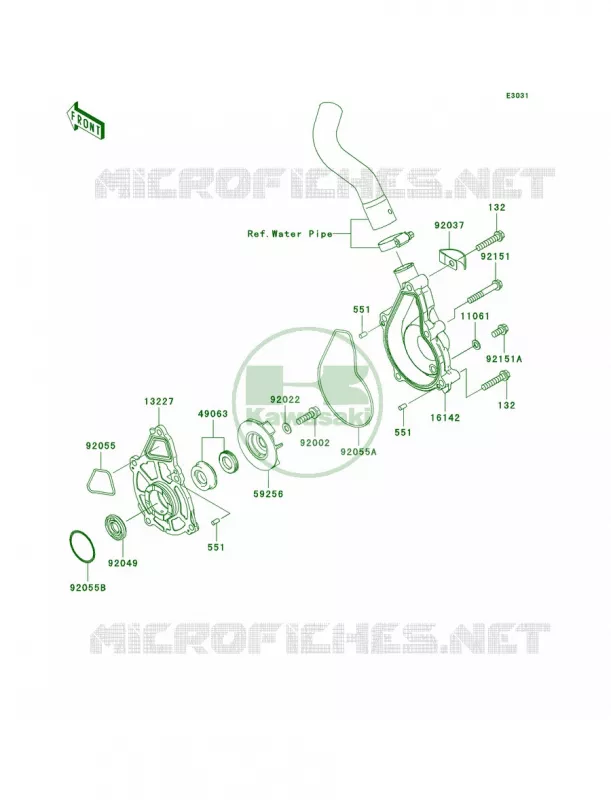 Water Pump Kawasaki MOTOS 650 2008 Versys   KLE650A8F