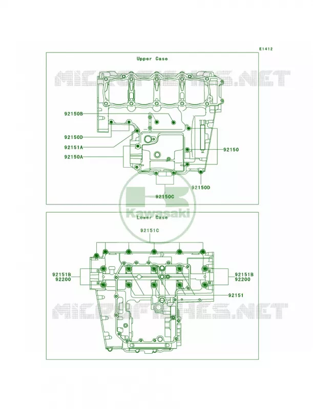 Crankcase Bolt Pattern Kawasaki MOTOS 750 2008 Z750   ZR750L8F