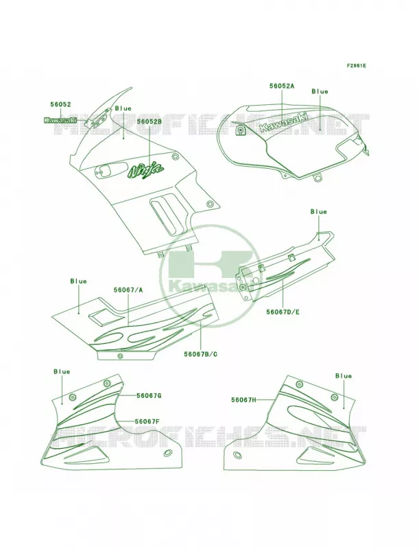 DecalsBlueF7F Kawasaki MOTOS 250 2007 Ninja 250R  EX250F7F