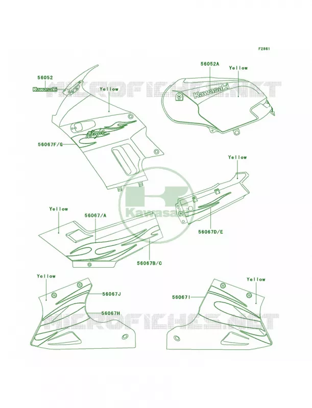 DecalsYellowF6F Kawasaki MOTOS 250 2007 Ninja 250R  EX250F7F