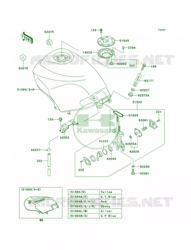 Fuel Tank44 Kawasaki MOTOS 250 2007 Ninja 250R  EX250F7F