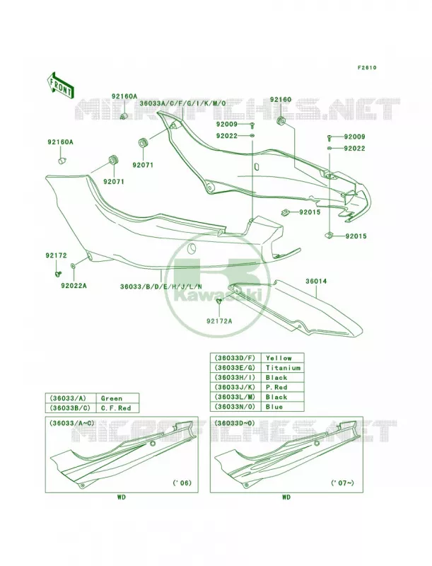 Side CoversChain Cover Kawasaki MOTOS 500 2007 Ninja 500R  EX500D7F