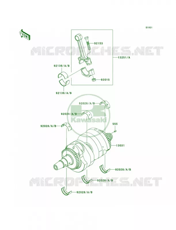 Crankshaft Kawasaki MOTOS 650 2007 Versys   KLE650A7F
