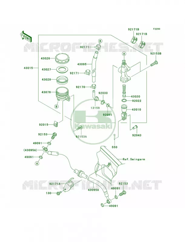 Rear Master Cylinder Kawasaki MOTOS 650 2007 Versys   KLE650A7F