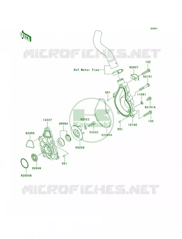 Water Pump Kawasaki MOTOS 650 2007 Versys   KLE650A7F