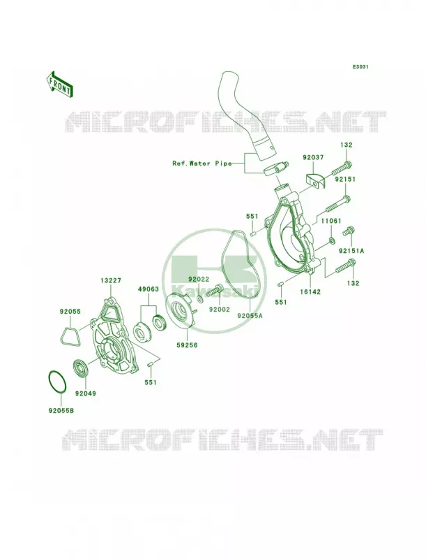 Water Pump Kawasaki MOTOS 650 2007 Versys   KLE650A7F