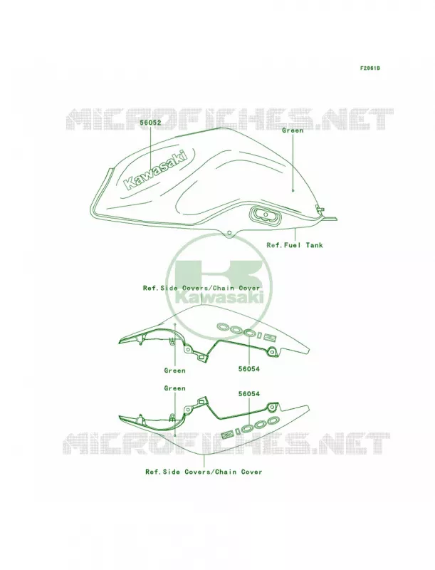 DecalsGreenB8F Kawasaki MOTOS 1000 2007 Z1000  ZR1000B7F