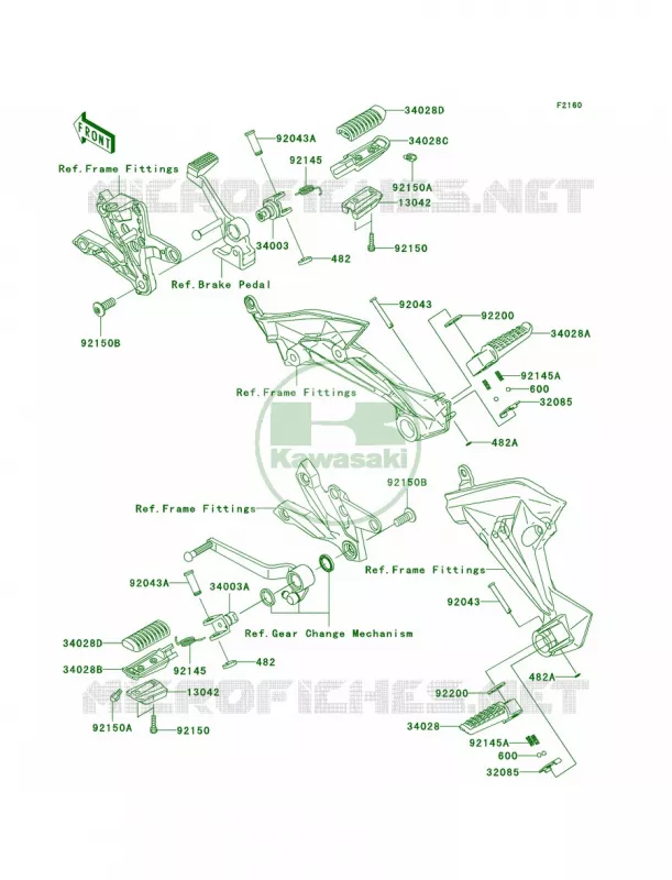 Footrests Kawasaki MOTOS 1000 2007 Z1000  ZR1000B7F