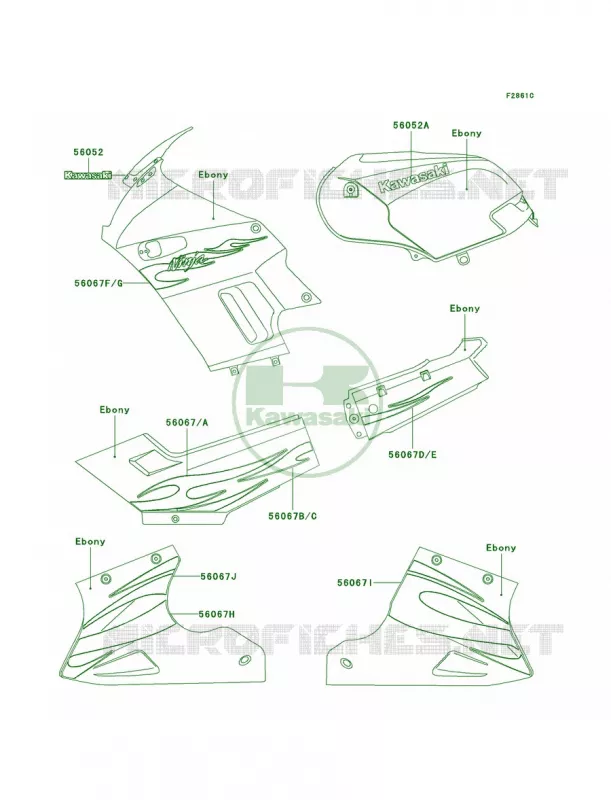 DecalsEbonyF6F Kawasaki MOTOS 250 2006 Ninja 250R  EX250F6F