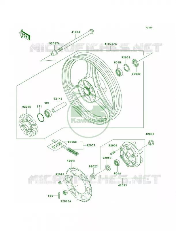 Rear WheelChain Kawasaki MOTOS 250 2006 Ninja 250R  EX250F6F