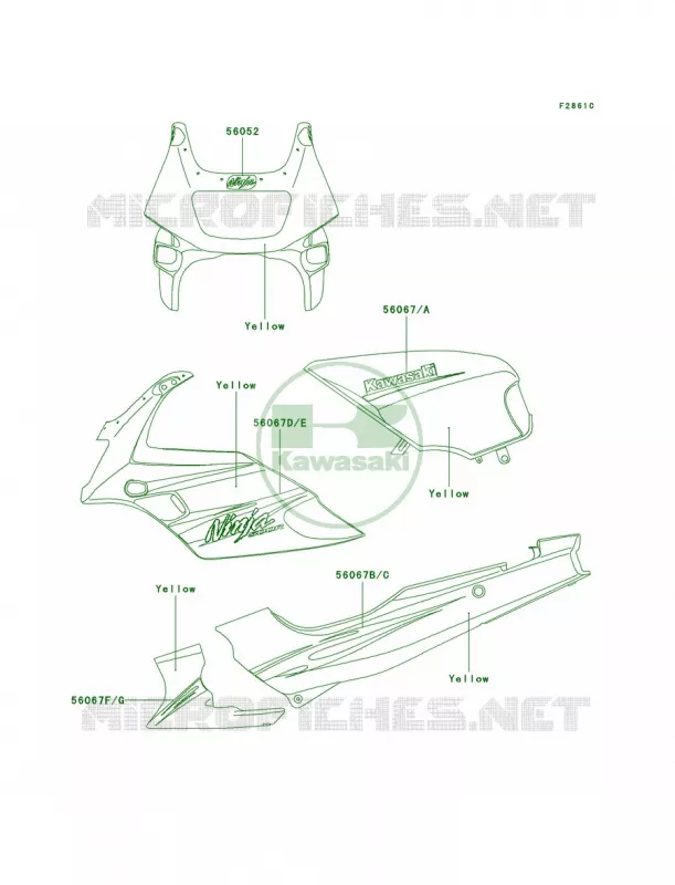 DecalsYellowD7F Kawasaki MOTOS 500 2006 Ninja 500R  EX500D6F