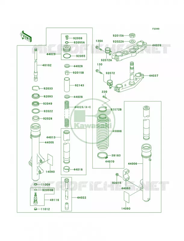 Front ForkKDX220-A4 Kawasaki MOTOS 220 1998 KDX220R  KDX220-A5