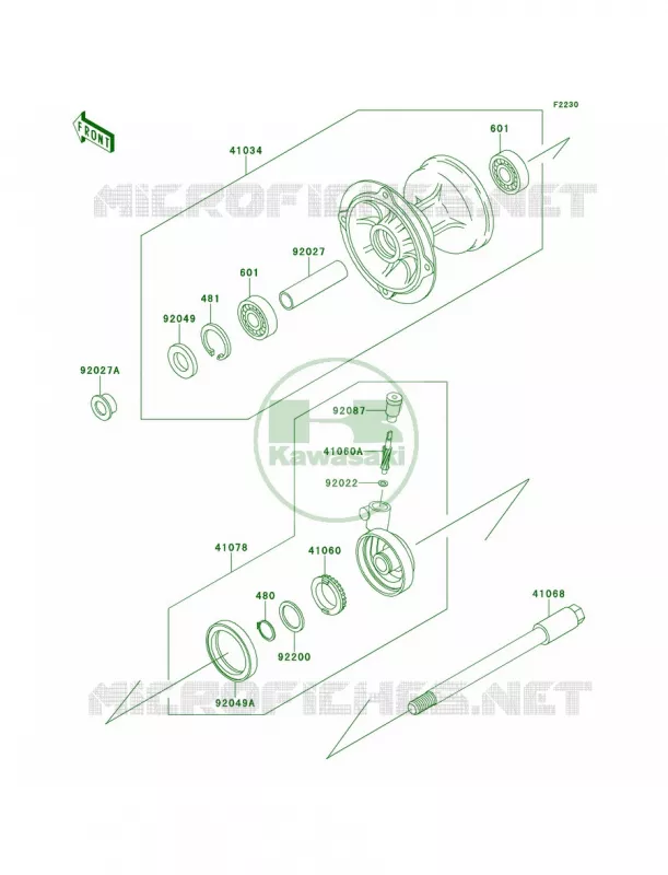 Front Hub Kawasaki MOTOS 220 1998 KDX220R  KDX220-A5