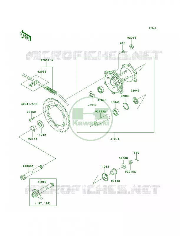 Rear Hub Kawasaki MOTOS 220 1998 KDX220R  KDX220-A5